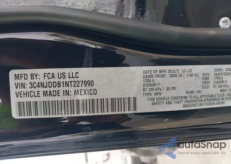 2022 Jeep Compass Trailhawk 4X4 from USA, damaged, VIN 3C4NJDDB1NT227990